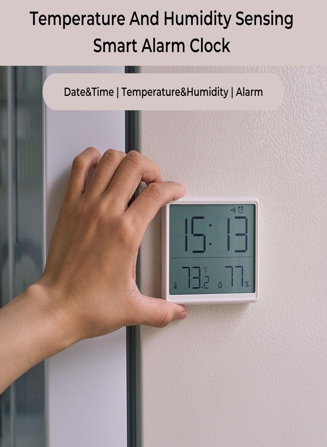 DeWire Digital Temperature & Humidity Monitor with Clock - Large Display Alarm Clock with Date, °F/°C Switch, 3 Mounting Options for Bedroom, Home,Kid Room & Office - Image 2